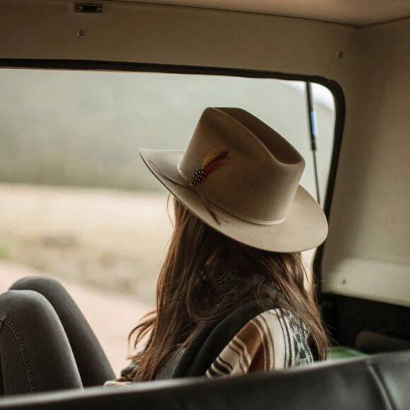 Warm Tan Genuine Leather Cowboy Hat, 57cm Excellent Condition - Picture 7 of 7